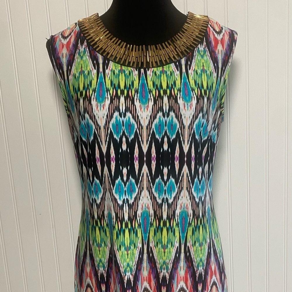 Signature Camryn Sleeveless Dress Gold Accents Womens Size 10